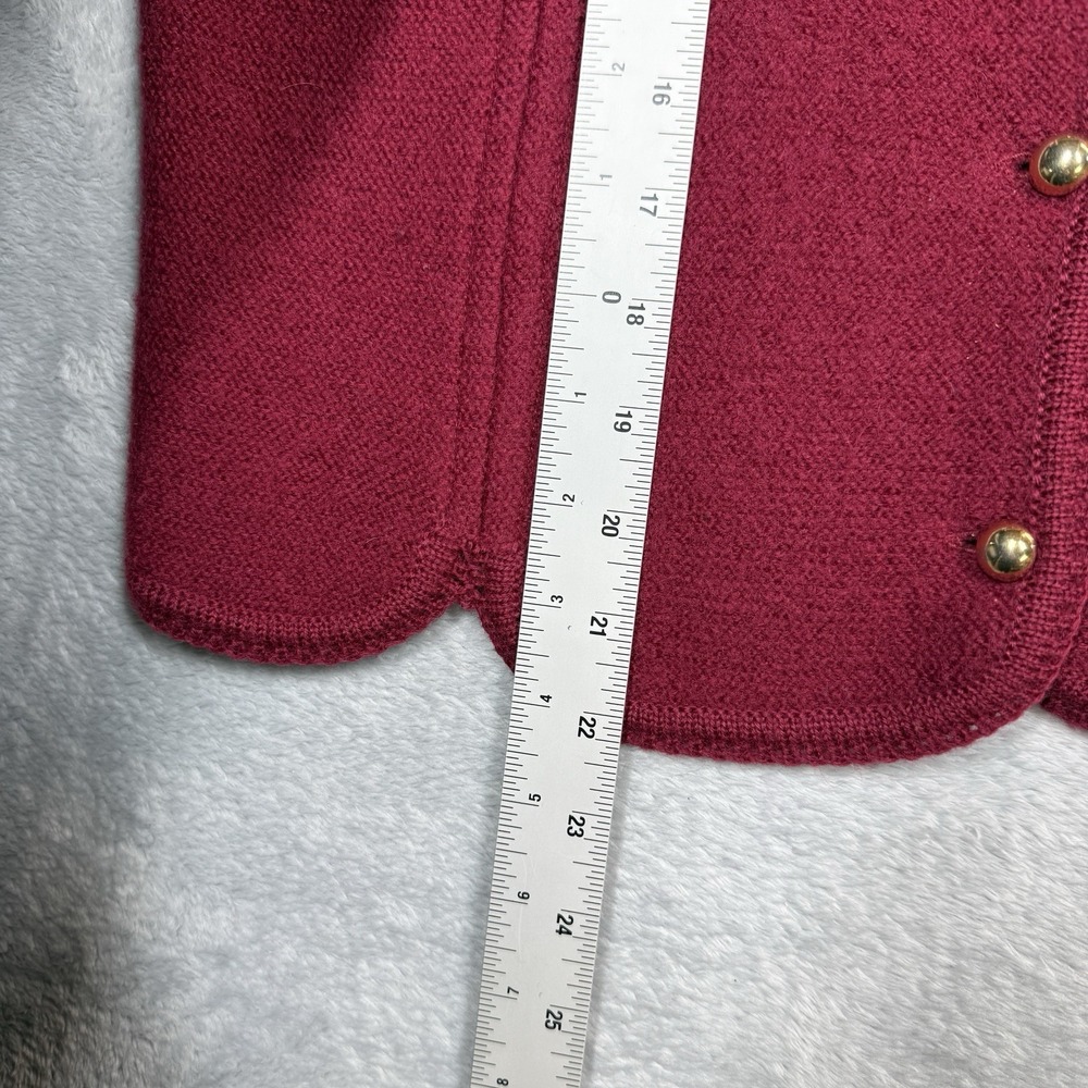 Jacobson's Cardigan Sweat Jacket Women Medium Red Gold Buttons Scalloped 90s - Picture 6 of 8